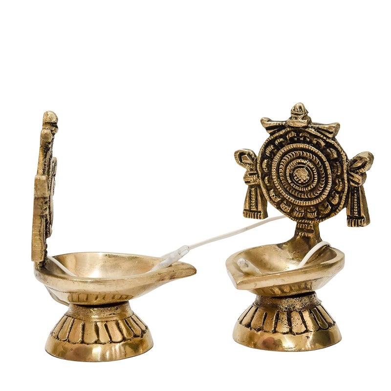 Bhimonee Decor by Modern Gift Centre Pure Brass Shanku Chakra Electric Bulb Lights DiyaDeepDeepak for PoojaPujaMandir Diwali Festival DecorationPair - Image 5