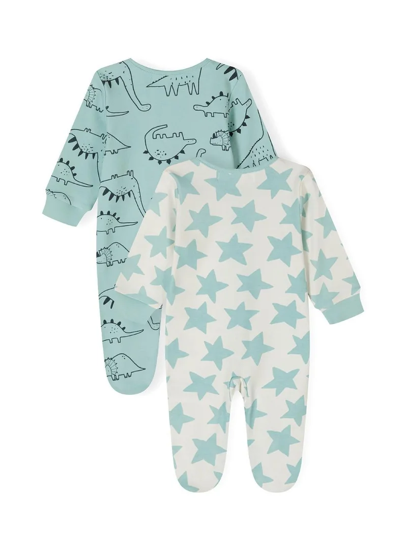 MINOTI Baby 2 Pack Long Sleeve Sleepsuits