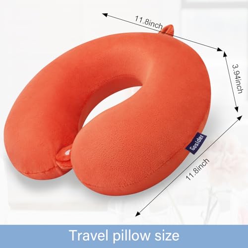 Gosider Orange Memory Foam Velvet Travel Neck Pillow for Airplane Car Train - Image 3