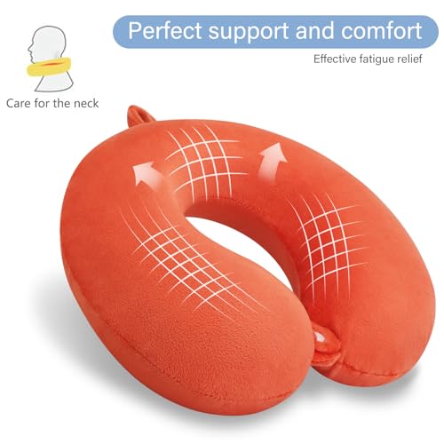 Gosider Orange Memory Foam Velvet Travel Neck Pillow for Airplane Car Train - Image 4