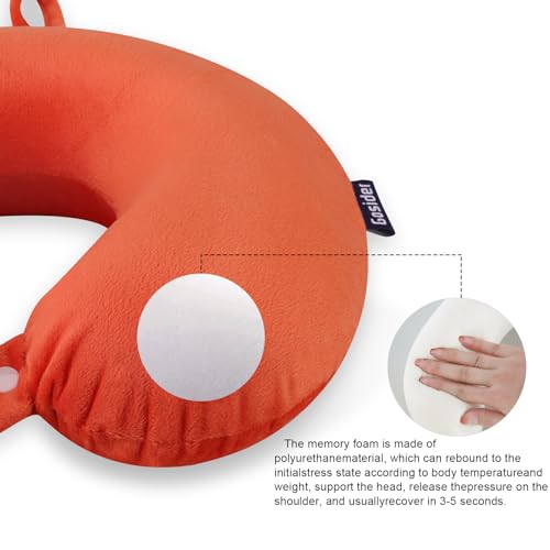 Gosider Orange Memory Foam Velvet Travel Neck Pillow for Airplane Car Train - Image 5