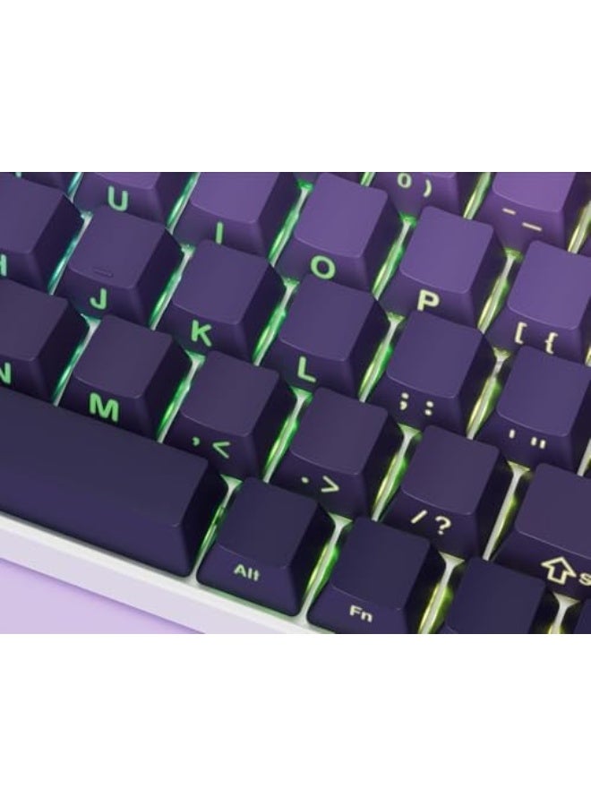 أزرار مفاتيح PBT المتلألئة - مجموعة أزرار مفاتيح جانبية مطبوعة بتدرج بأكثر من 136 مفتاح، مجموعة أزرار مفاتيح مخصصة بتصميم OEM من نوع PBT بدفعات مزدوجة (أرجواني) - Image 2