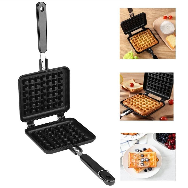 DR Mall Non Stick Waffle Maker Machine With Comfortable Handle For Kitchen Gas Stove Waffle Maker Pan Press Plate Cooking Baking Tool with Long Handle Low Power Consumption - Image 1