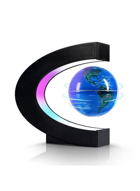 Magnetic Levitation Floating Globe Levitating C Shape Globe With Led Lights For Educational Home Office Desk Bookshelf Decor Holiday Anniversary Creative Gift (Globe Diameter 3.3 Inches）