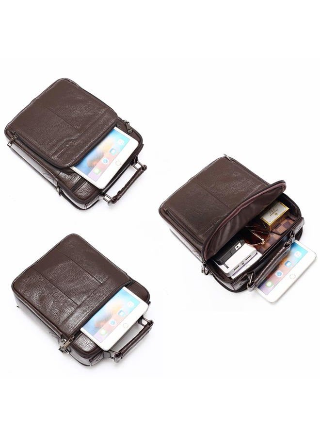Langzu Men's Genuine Leather Messenger Shoulder Bag Handbag CrossBody Briefcase (B-Black) - Image 5