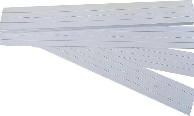 Reskid Ruled Sentence Strips, Thick Paper - 80lb Cardstock 3 x 24 Inches, White, Pack of 100 - Ideal for Classrooms, Offices, or Homes - Image 2
