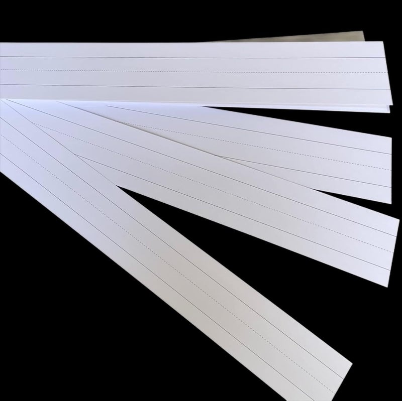 Reskid Ruled Sentence Strips, Thick Paper - 80lb Cardstock 3 x 24 Inches, White, Pack of 100 - Ideal for Classrooms, Offices, or Homes - Image 4