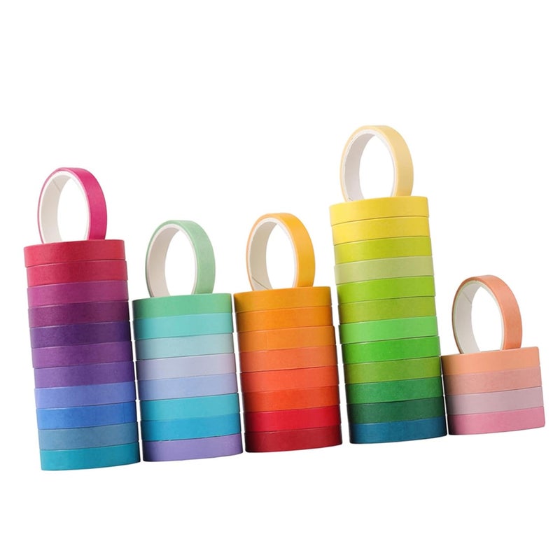 Uonlytech 48 Rolls Washi Paper Tape Set Rainbow Colors DIY Scrapbook Materials Hand Account Accessories for Crafting and Journaling Supplies - Image 1