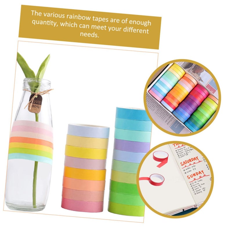 Uonlytech 48 Rolls Washi Paper Tape Set Rainbow Colors DIY Scrapbook Materials Hand Account Accessories for Crafting and Journaling Supplies - Image 3