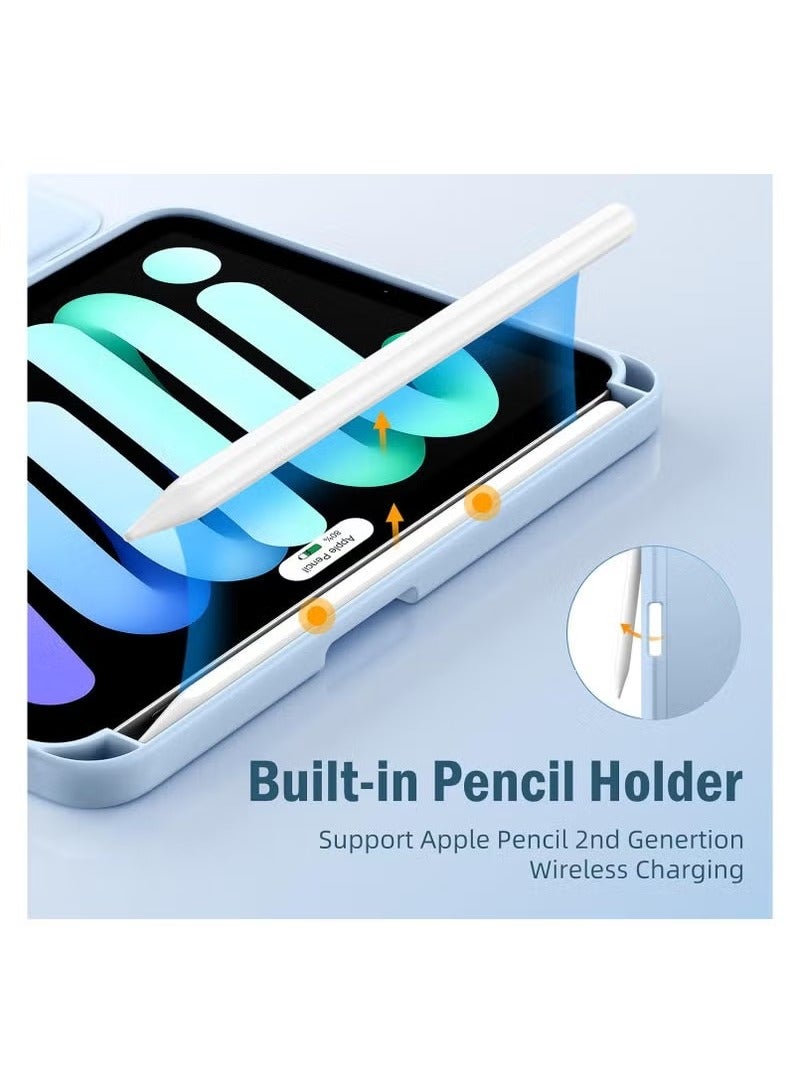 TIGER iPad Mini 7 Case 2024 (A17 Pro) for 7th/6th Generation 8.3 Inch iPad – Slim Trifold Stand Cover with Soft TPU Back, Auto Sleep/Wake Feature, Integrated Pencil Holder, Sky Blue Protective Case for iPad Mini 2024/2021 - Image 2