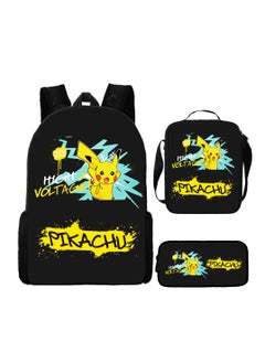 Pokemon Cartoon Backpack Three-piece Student School Bag 