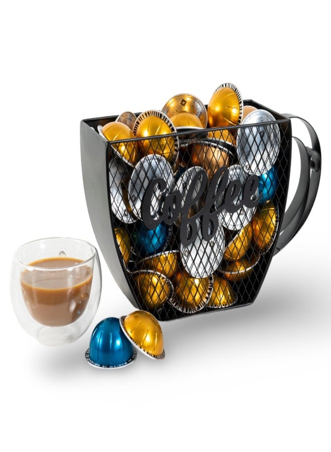 Made Easy Kit Coffee Pod Organizer Compatible with Nespresso Vertuo and Original - Countertop Sculpture Holder Basket Style for Café Bar, Corner Station Office Break Area (Mountable Mug Black) - Image 1