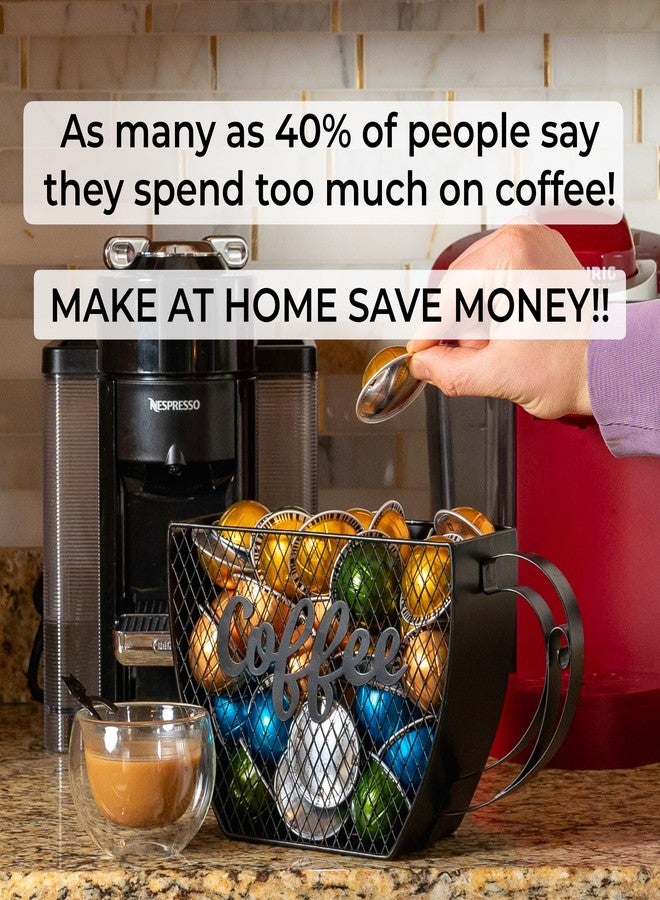 Made Easy Kit Coffee Pod Organizer Compatible with Nespresso Vertuo and Original - Countertop Sculpture Holder Basket Style for Café Bar, Corner Station Office Break Area (Mountable Mug Black) - Image 2
