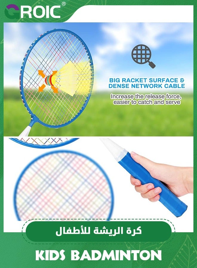 GROIC مجموعة مضارب بادل للأطفال مع مقبض ناعم، كرة ريشة خفيفة الوزن وحجم كبير مع حقيبة حمل، لعبة رياضية للاعبين 2 للداخل والخارج والفناء، 2 مضارب + 13 كرة بادل + 1 حقيبة - Image 4