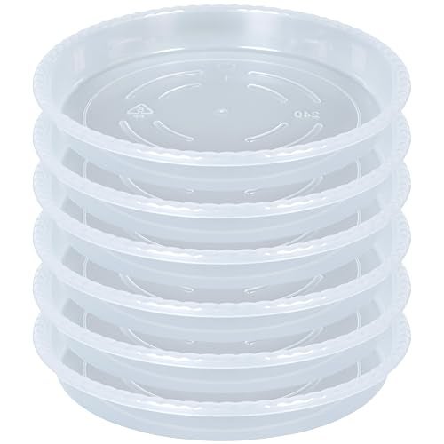 OVZILKI Plant Saucer 6 Pack of 4 6 8 10 12 14 16 inch Clear Plastic Flower Plant Pot Saucer Heavy Duty Plant Drip Trays Saucers for Indoor Plant Water Tray for Planters 4 Clear - Image 1