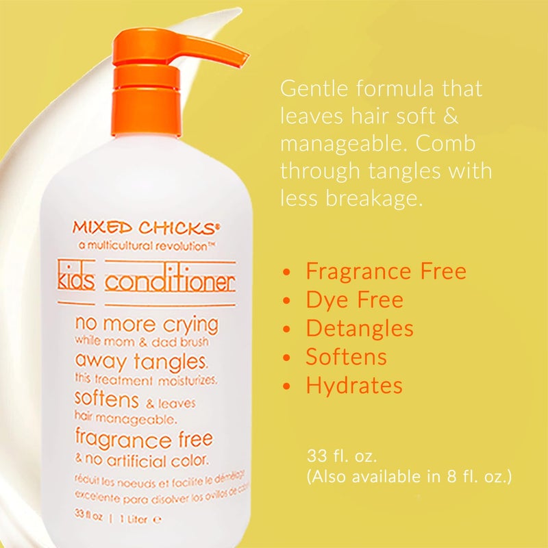 Mixed Chicks Gentle Kids Conditioner with Safflower Seed Oil for Soft & Manageable Hair, 33 fl.oz. / 1 Liter - Image 3
