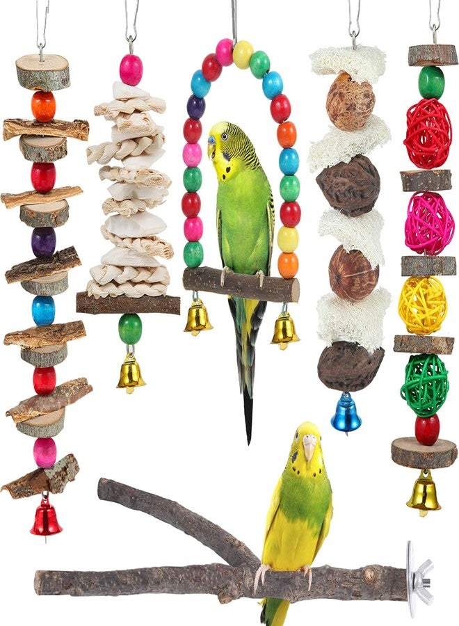 BBjinronjy Bird Perch Bird Toys Parakeet Toys,Bird Cage Accessories Wooden Chew Toys Perch Stand for Parrot Conure Cockatiel Lovebird Parrotlet Budgie Finches and Other Small to Medium Sized Birds - Image 1