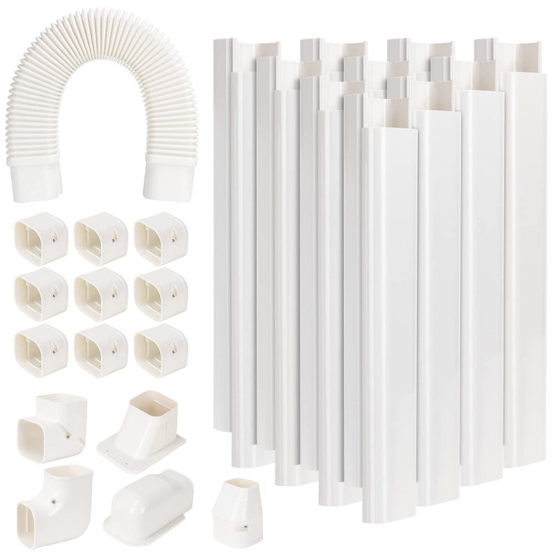 GUEQUITLEX 3 W 161 Ft Line Set Cover Kit for Mini Split Air Conditioner Decorative PVC Line Cover Kit for Central Air Conditioner Mini Split AC Cover for Outside Heat Pumps Tubing Cover