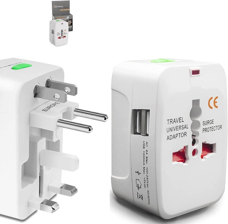 محول السفر العالمي ULTRABYTES مع دعم 200 دولة ومزود بمدخل USB مزدوج - Image 1