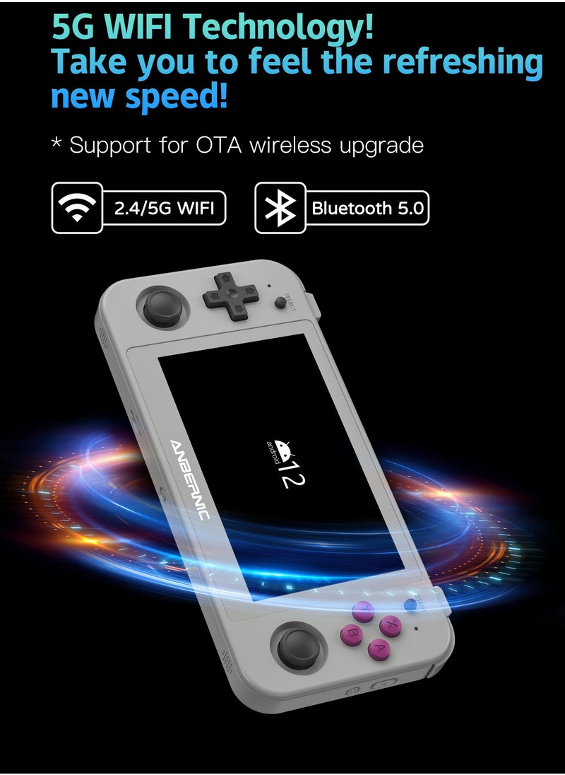 ANBERNIC  - Anbernic RG505 Handheld Game Console 4.95-inch OLED Touch Screen 960:544 Android 12 Unisoc Tiger T618 64-bit 4GB LPDDR4X 26 Emulators with Gift Package【Grey-128G with 20,000 Games Pre-installed】 - Image 1