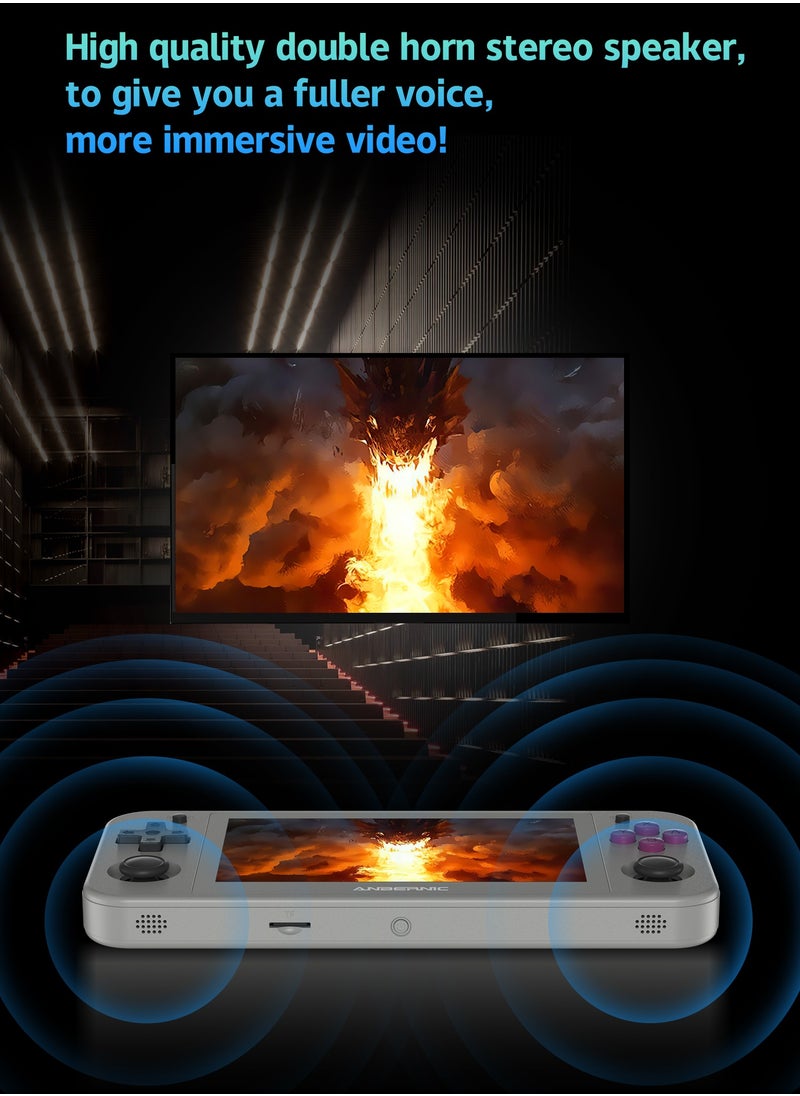 ANBERNIC  - Anbernic RG505 Handheld Game Console 4.95-inch OLED Touch Screen 960:544 Android 12 Unisoc Tiger T618 64-bit 4GB LPDDR4X 26 Emulators with Gift Package【Grey-128G with 20,000 Games Pre-installed】 - Image 1