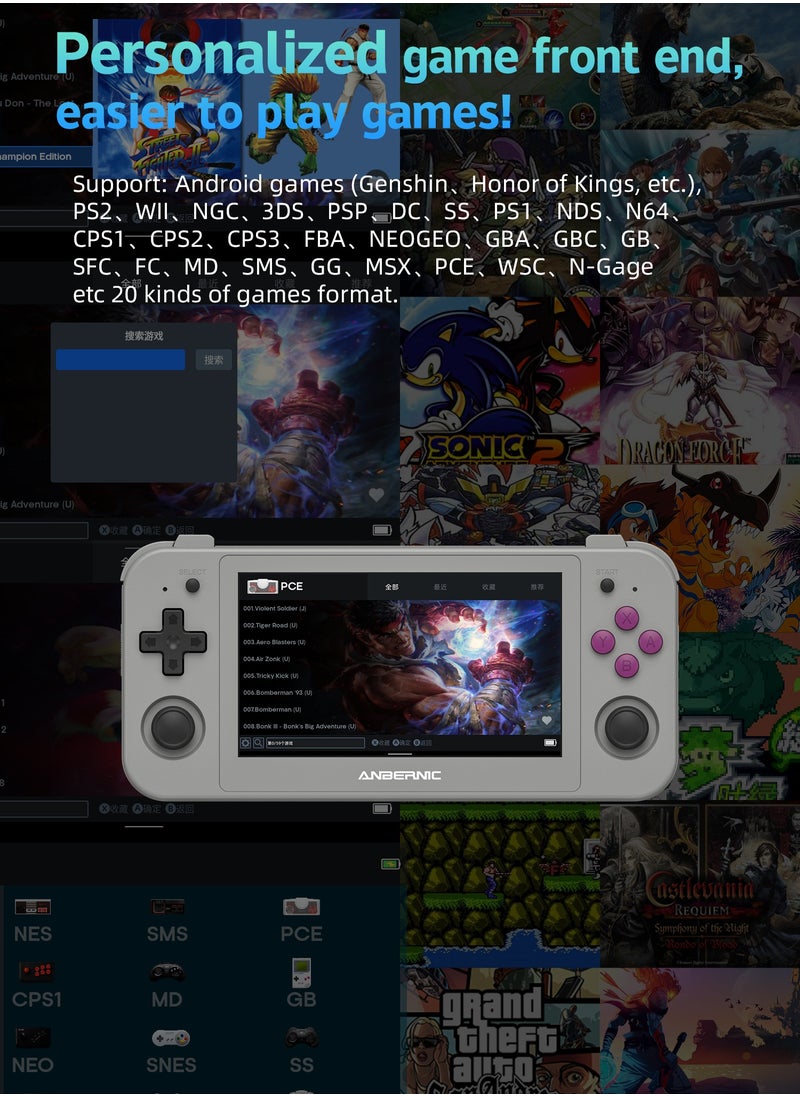 ANBERNIC  - Anbernic RG505 Handheld Game Console 4.95-inch OLED Touch Screen 960:544 Android 12 Unisoc Tiger T618 64-bit 4GB LPDDR4X 26 Emulators with Gift Package【Grey-128G with 20,000 Games Pre-installed】 - Image 1