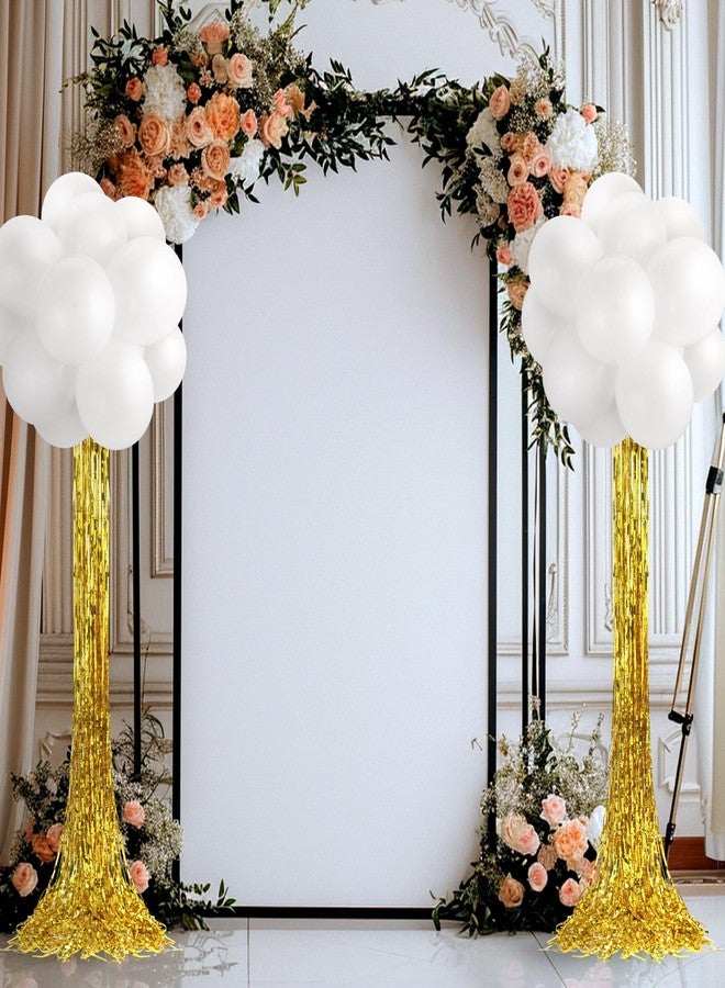 Gejoy 2 Sets White Balloon Column Stand Kit with 50 Balloons 2 Adjustable Tower Stand with Bases 2 Gold Foil Fringe Backdrop Curtains for New Year Decorations 2026 Graduation Birthday Party Decor - Image 4