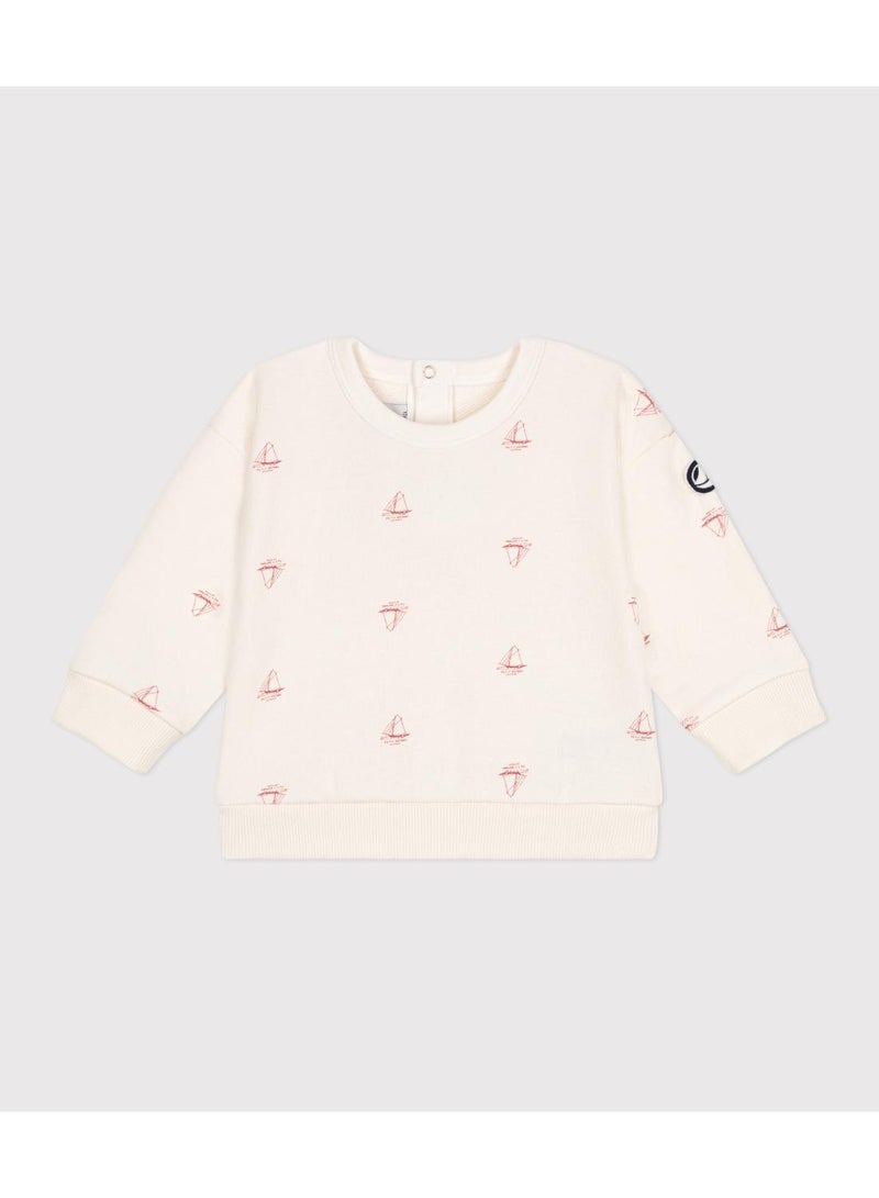 Petit Bateau Babies' vintage boat printed cotton sweatshirt - Image 1