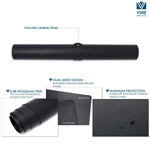 Vine Creations Leather Desk Pad 36" x 20", Vine Creations Office Desk Mat Waterproof Black - Premium Quality - Smooth Mouse Writing Surface - Maximum Protection Dual-Sided Pu Leather Blotter for Desk Office/Home - Image 5