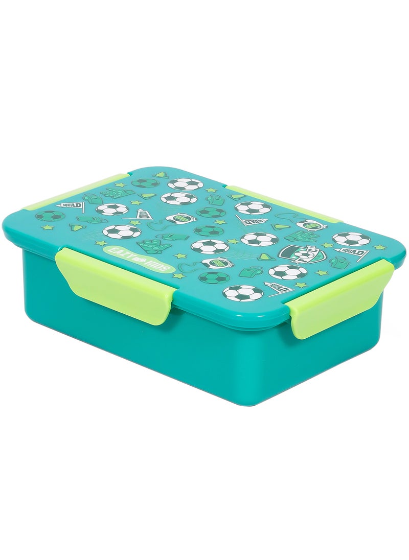 Eazy Kids 1, 2, 3, 4 Compartment Convertible Bento Lunch Box Soccer - Green 850Ml  - Image 1
