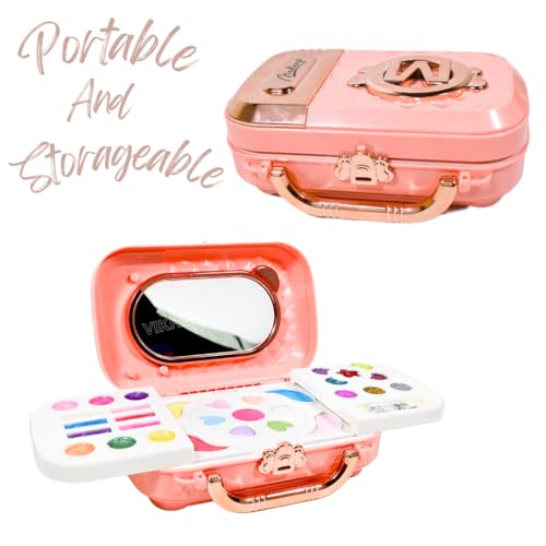 VikriDA Beauty Set Gift Toys for Girls Makeup Kit Attechi Set Washable Make up for Kids Princess Cosmetic Real Beauty Set Role Play (Pink) - Image 2