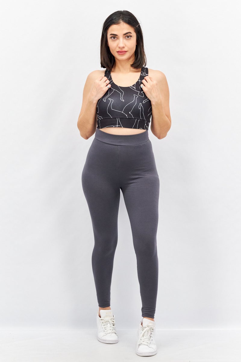 MONKI Women Sportswear Fit Sleeveless Allover Print Training Top, Black - Image 2