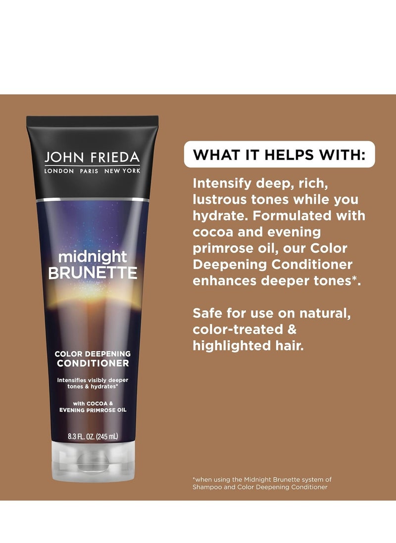 John Frieda - John Frieda Midnight Brunette Conditioner, Color Deepening Conditioner to Enhance and Refresh Brunette Tones, Infused with Cocoa and Primrose Oil to Nourish and Enhance Brunette Tones, 8.3 Oz - Image 1