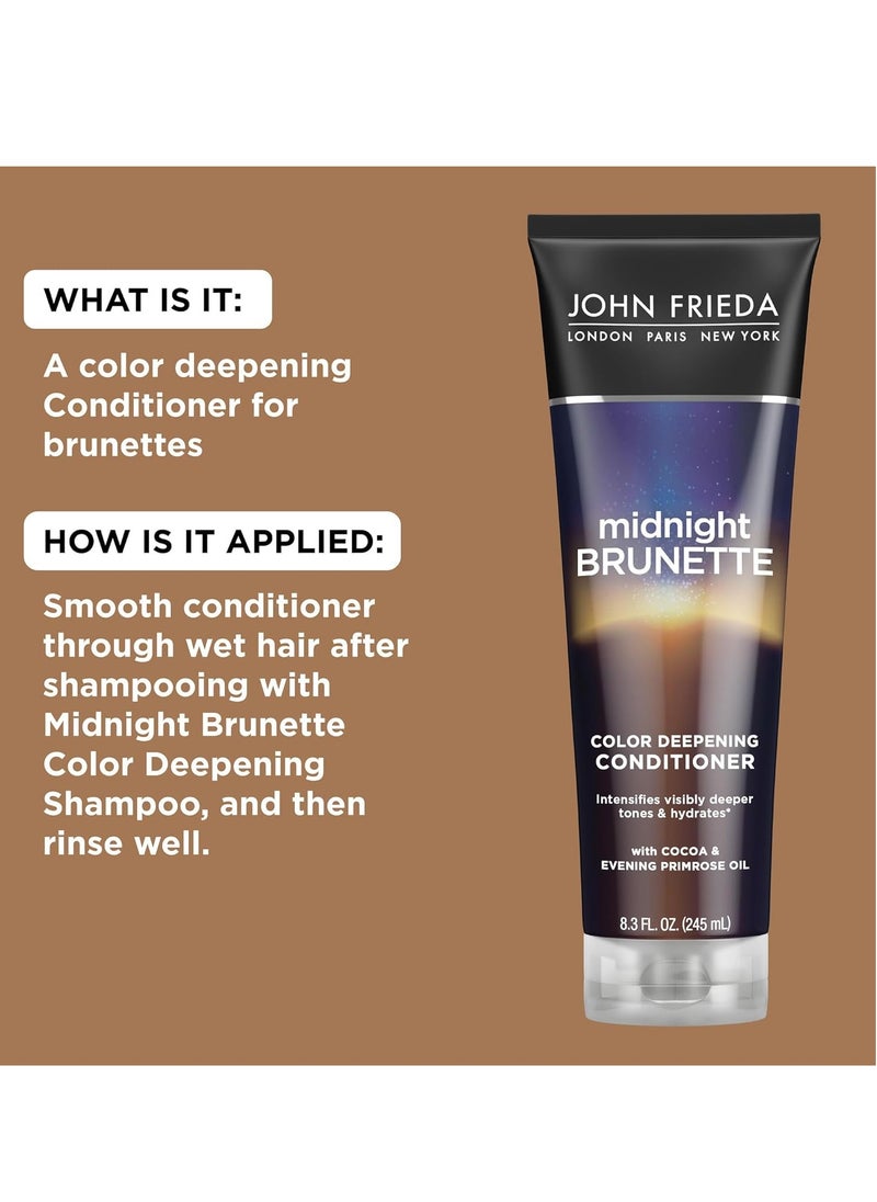 John Frieda - John Frieda Midnight Brunette Conditioner, Color Deepening Conditioner to Enhance and Refresh Brunette Tones, Infused with Cocoa and Primrose Oil to Nourish and Enhance Brunette Tones, 8.3 Oz - Image 1