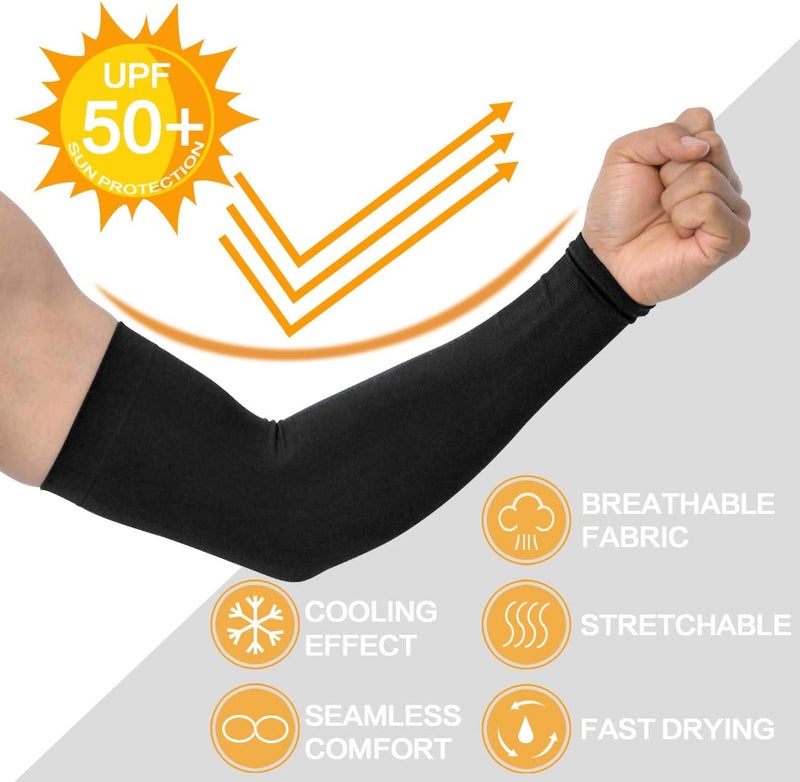 Feeke 4-Pairs Arm Sleeves for Men and Women - Tattoo Cover Up - Cooling Sports Sleeve for Basketball Golf Football - Image 2