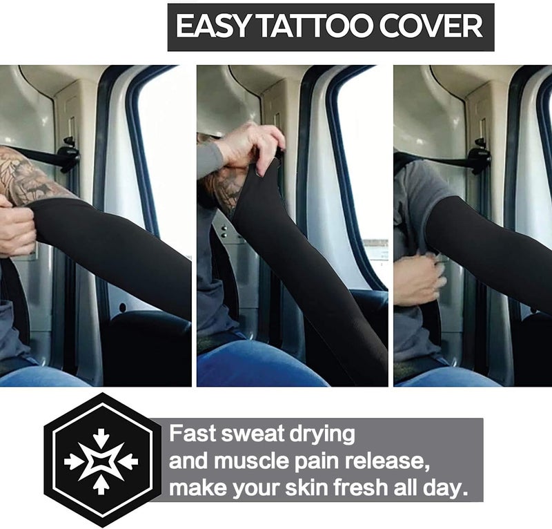 Feeke 4-Pairs Arm Sleeves for Men and Women - Tattoo Cover Up - Cooling Sports Sleeve for Basketball Golf Football - Image 4