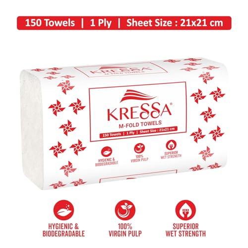 Kressa M Fold Tissue Paper | Hand Towels| 150 x 7 = 1050 (Pack Of 7) - Image 2