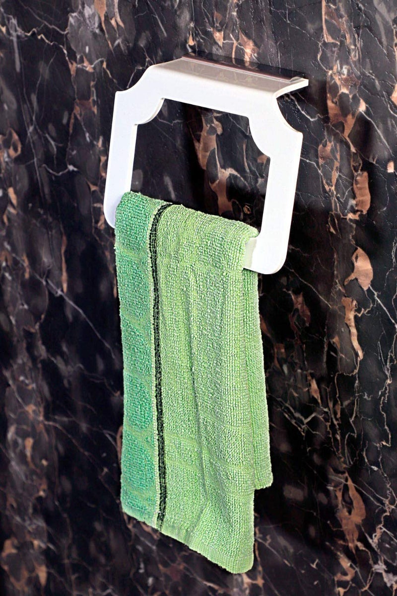 Effigy onlinehub Effigy onlinehub Acrylic Towel Ring Napkin Ring Towel and Napkin Holder Towel Hanger Napkin Hanger Bathroom Accessories White Square 8 Inch  - Image 5