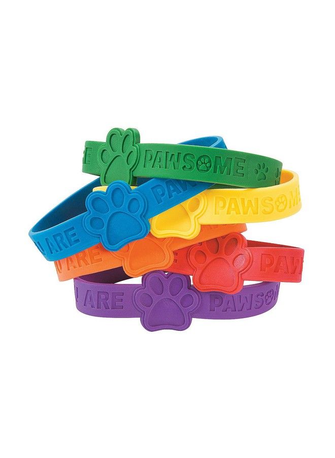 Fun Express Paw Print Rubber Bracelet 24 Pieces Educational And Learning Activities For Kids - Image 1