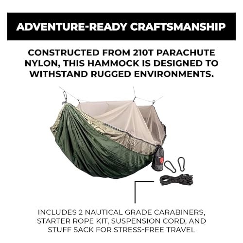 Grand Trunk Skeeter Beeter Pro Mosquito Hammock: Portable Bug Prevention Hammock with Carabiners and Hanging Kit - Perfect for Outdoor Adventures, Backpacking, and Camping Trips - Image 2