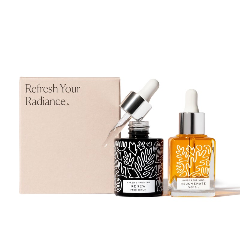 Naked + Thriving Naked & Thriving The Night Set | Renew Resurfacing Night Serum (30 mL) + Rejuvenate Restorative Face Oil (35 mL) with Hyaluronic Acid, Argan & Sea Buckthorn Oils and Fruit AHAs (Set of 2) - Image 2