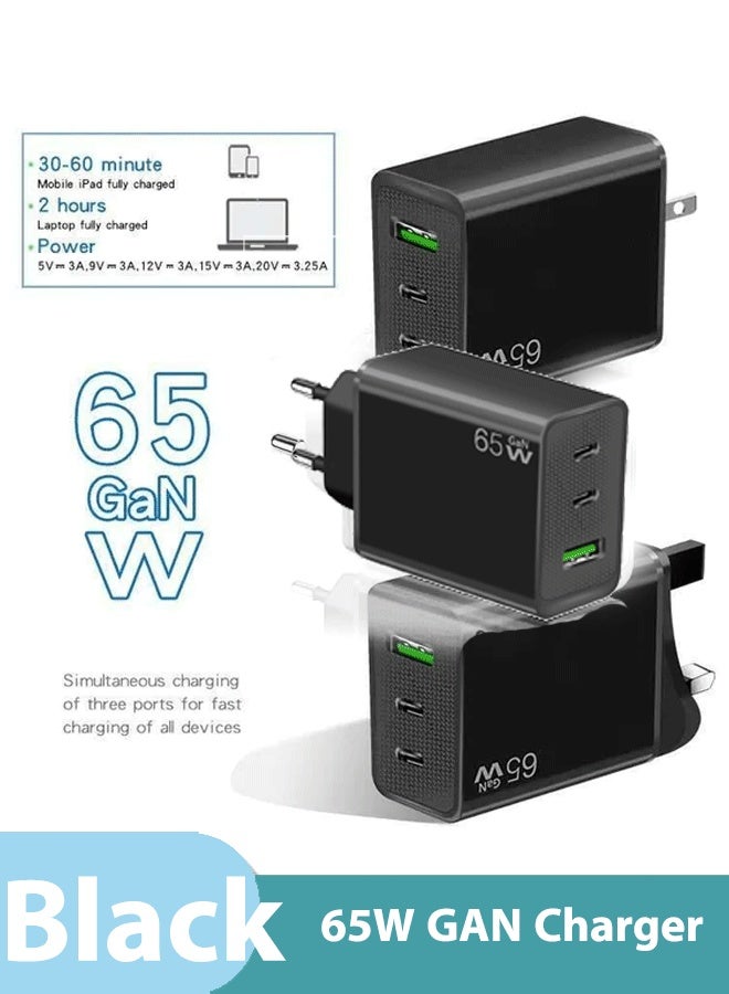 Golau 65W GAN Charger USB C, 3 Port Fast Wall ChargerPD Power Adapter Compatible with MacBook Pro/Air, iPhone 16/15,Galaxy S24/S23, Dell XPS, Note 20/10+, Ipad/Ipad Pro - Image 1