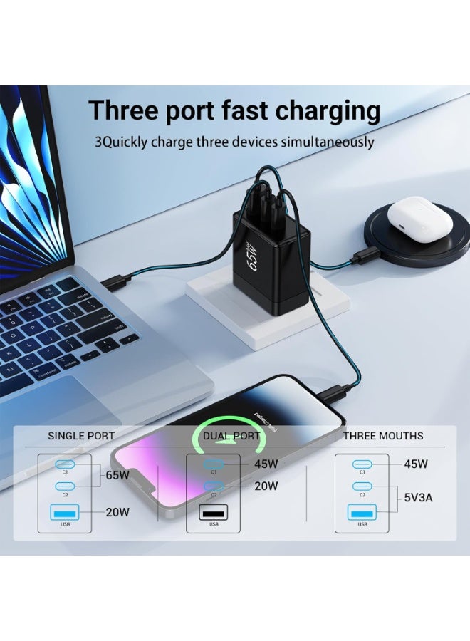 غولو شاحن سريع 65 وات من النوع C، محول طاقة لأجهزة الكمبيوتر المحمول من 3 منافذ GaN بمنفذ USB-C للشحن السريع، متوافق مع أجهزة MacBook Air وiPhone، شاحن سريع 65 وات | محول شاحن سريع للحائط من USB C، متوافق مع PD/QC/SCP/FCP/Samsung AFC/Apple 2.4A/BC وبروتوكولات الشحن السريع الرئيسية الأخرى، HP/Dell، iPad، iPhone 17 Pro Max، Galaxy S25/S24 Ultra (قابس المملكة المتحدة) - Image 5