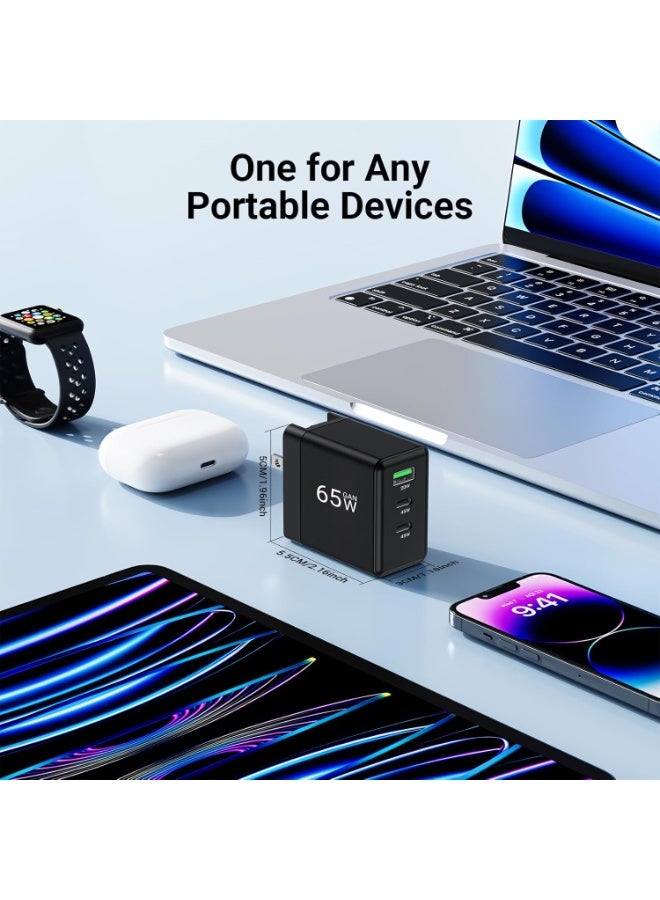 غولو شاحن سريع 65 وات من النوع C، محول طاقة لأجهزة الكمبيوتر المحمول من 3 منافذ GaN بمنفذ USB-C للشحن السريع، متوافق مع أجهزة MacBook Air وiPhone، شاحن سريع 65 وات | محول شاحن سريع للحائط من USB C، متوافق مع PD/QC/SCP/FCP/Samsung AFC/Apple 2.4A/BC وبروتوكولات الشحن السريع الرئيسية الأخرى، HP/Dell، iPad، iPhone 17 Pro Max، Galaxy S25/S24 Ultra (قابس المملكة المتحدة) - Image 3