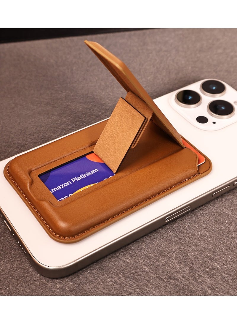 DC-ITECH Upgraded 2-in-1 for Magsafe Wallet Magnetic Wallet for iPhone Lightweight Magnetic Phone Wallet Stand with 2 Card Slots Leather Magnetic Card Holder for iPhone 16/15/14/13/12 Series Brown - Image 5