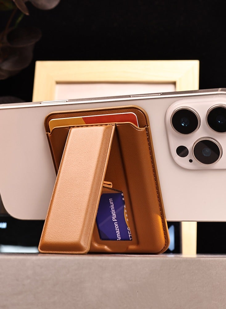 DC-ITECH Upgraded 2-in-1 for Magsafe Wallet Magnetic Wallet for iPhone Lightweight Magnetic Phone Wallet Stand with 2 Card Slots Leather Magnetic Card Holder for iPhone 16/15/14/13/12 Series Brown - Image 4