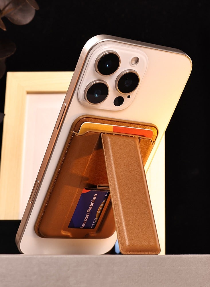DC-ITECH Upgraded 2-in-1 for Magsafe Wallet Magnetic Wallet for iPhone Lightweight Magnetic Phone Wallet Stand with 2 Card Slots Leather Magnetic Card Holder for iPhone 16/15/14/13/12 Series Brown - Image 1