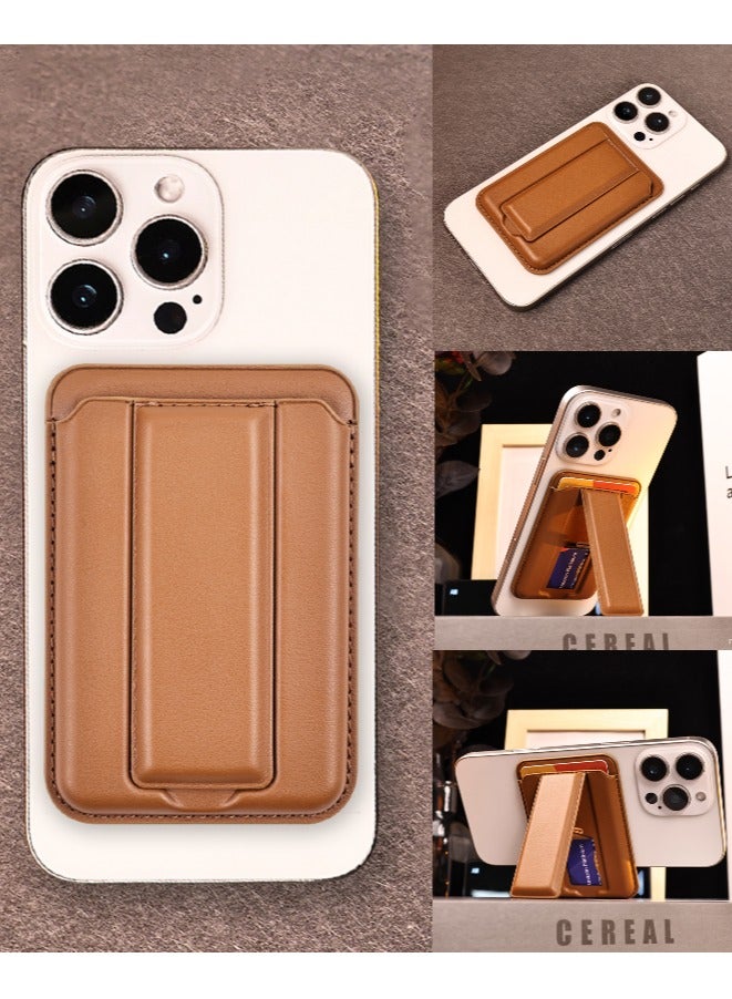 DC-ITECH Upgraded 2-in-1 for Magsafe Wallet Magnetic Wallet for iPhone Lightweight Magnetic Phone Wallet Stand with 2 Card Slots Leather Magnetic Card Holder for iPhone 16/15/14/13/12 Series Brown - Image 2