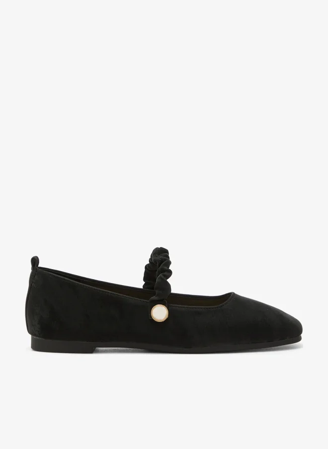 Ginger Velvet Strap Ballet Flats