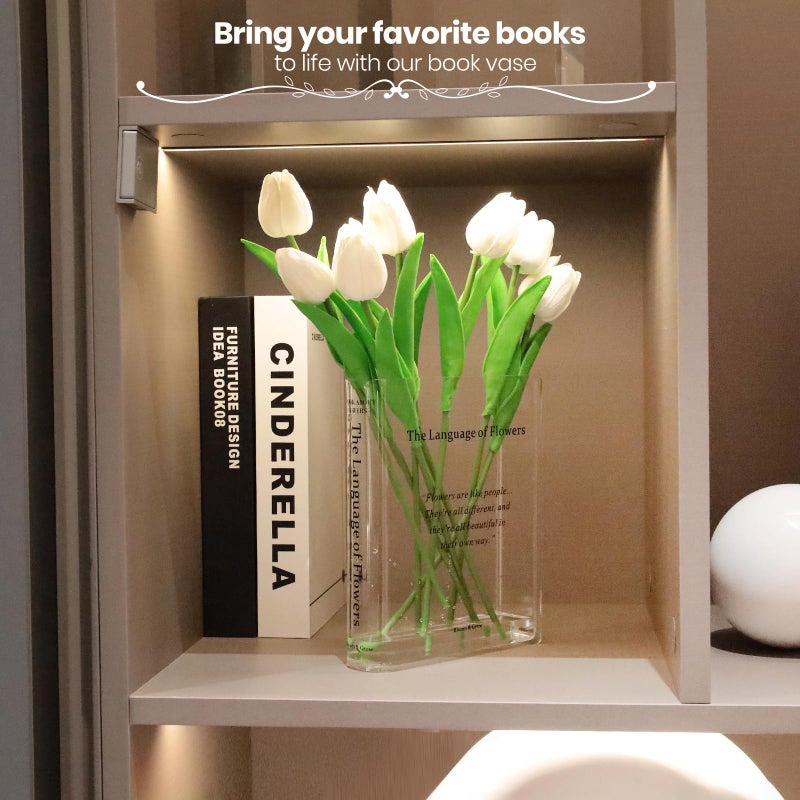 Alpharan Book Vase for Flowers Home DÃ©cor,Flower Vase Artistic and Cultural Flavor Decorative Vase Acrylic Clear Vase for Home and Office,Gifts for Book Lovers. (Transparent) - Image 4